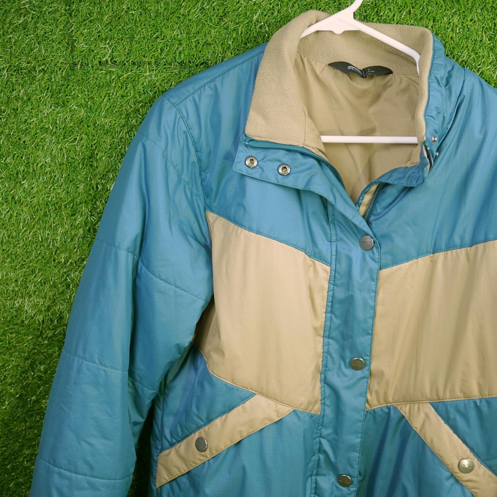 GoLite Puffer Jacket Blue Tan Colorblock Insulated - Women Size L